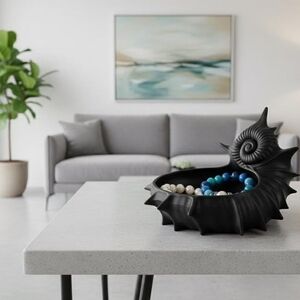 Black Nautilus Shell Decor Bowl